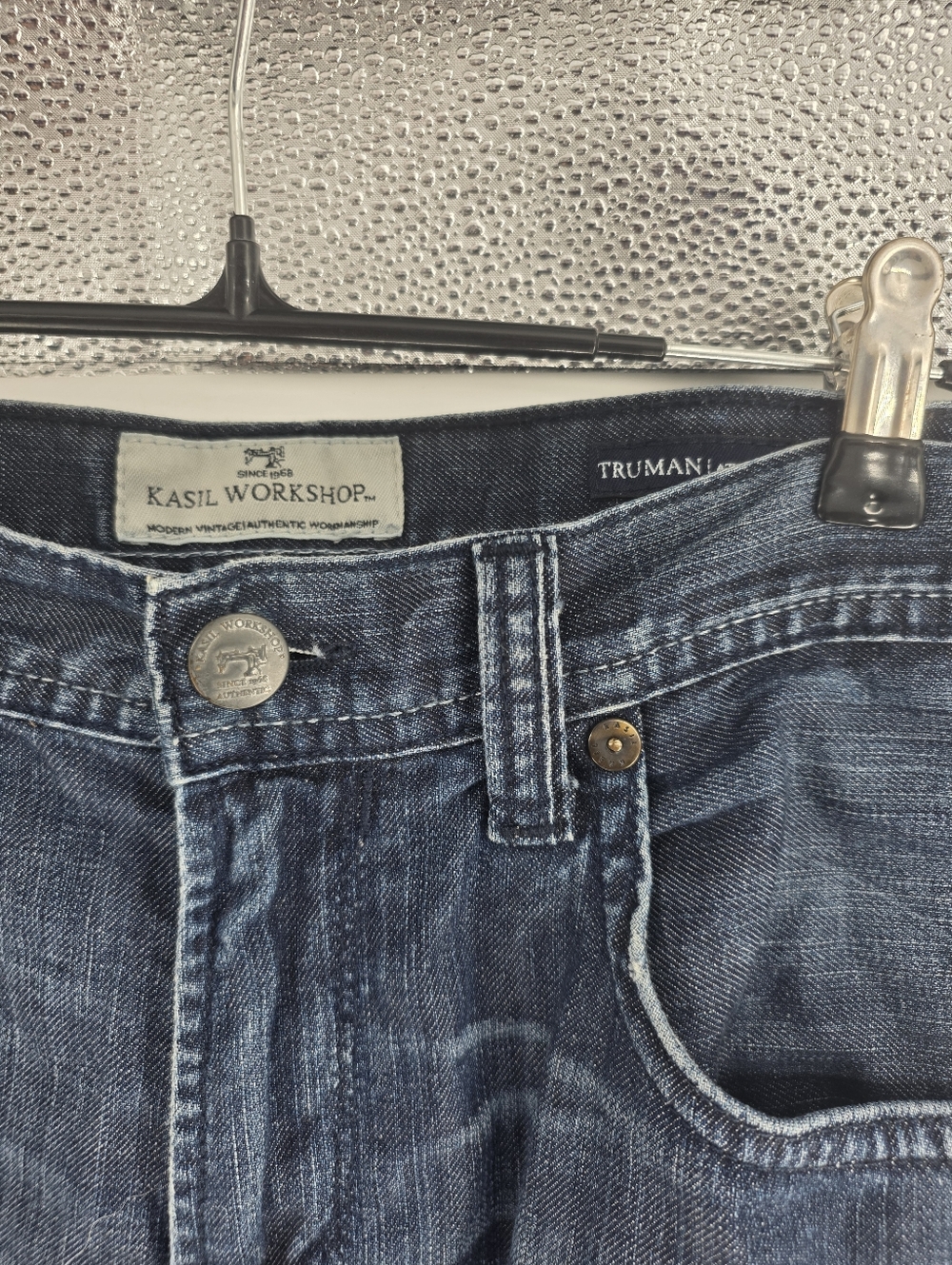 Kasil Workshop Denim Jeans Mens 33x31 Truman Distressed Dark Wash USA Made